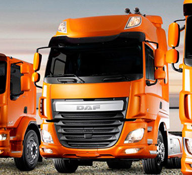 bright orange daf lorries